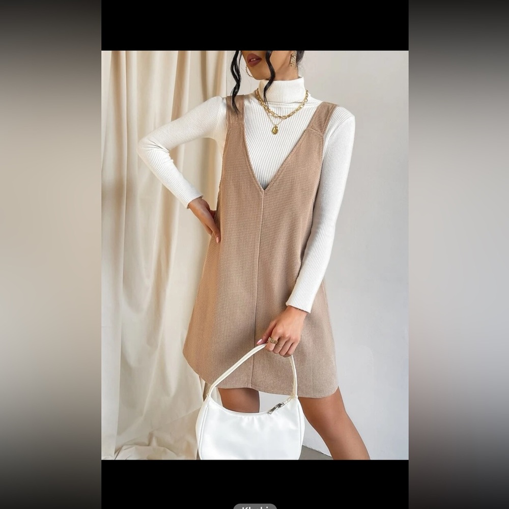 V neck overalls dress